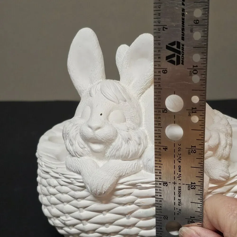 Wee Crafts Ceramic Easter Bunny Basket Unpainted Vtg 1990s 7